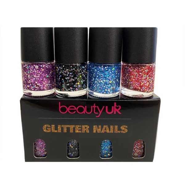 Beauty UK Glitter neglelaksæt 4x9ml Transparent