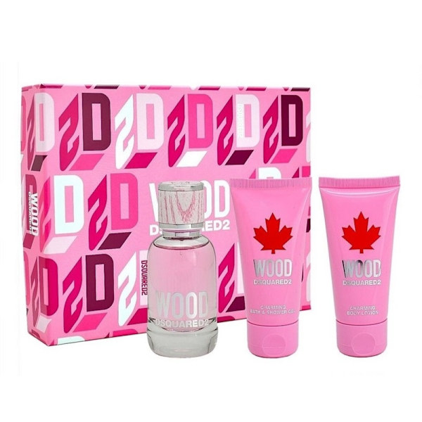 Giftset Dsquared2 Wood Pour Femme Edt 50ml + Sg 50ml + Bl 50ml Rosa