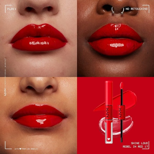 NYX PROF. MAKEUP Shine Loud Pro Pigment Lip Shine - Rebel In Red Rosa