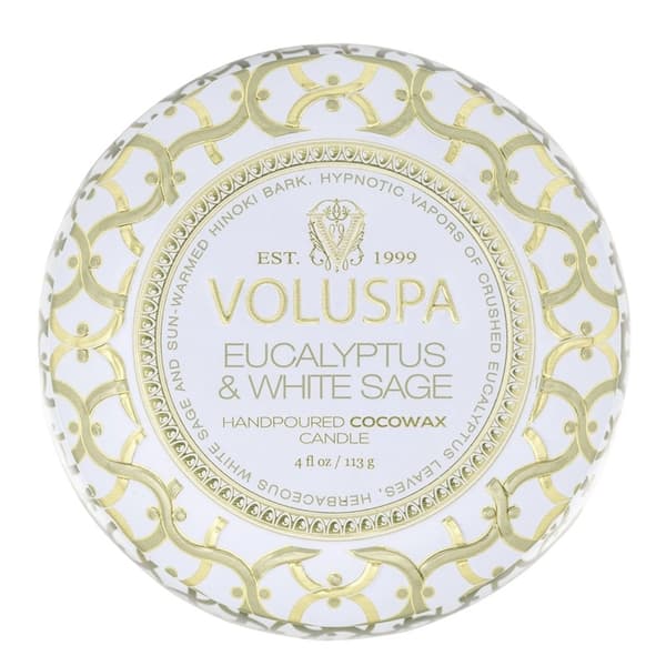 Voluspa Decorative Tin Candle Eucalyptus & White Sage 113g Vit