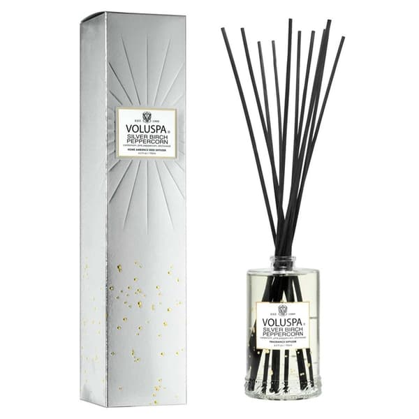 Voluspa Reed Diffuser Silver Birch Peppercorn 192ml Transparent