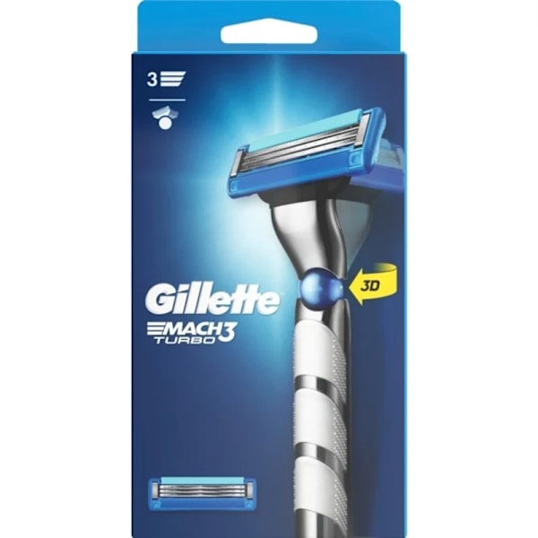 Gillette Mach3 Turbo 3D Razor + 1 Blade Blue