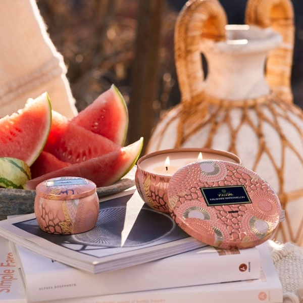 Voluspa Decorative Tin Candle Kalahari Watermelon 113g Pink