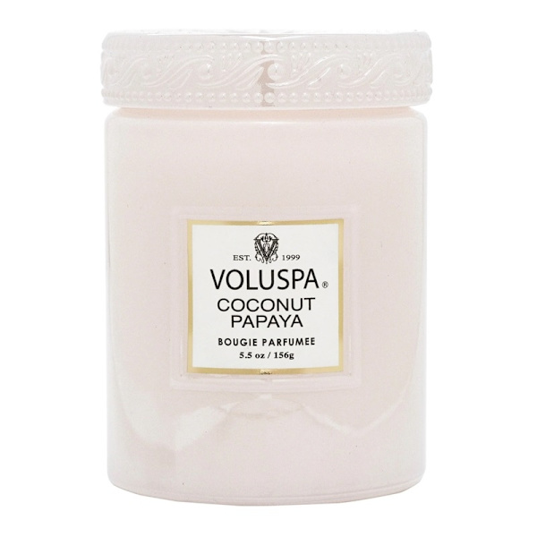Voluspa Mini Large Glass Jar Coconut Papaya 156g White