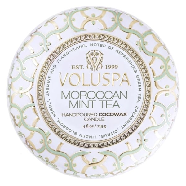 Voluspa Decorative Tin Candle Moroccan Mint Tea 113g Green