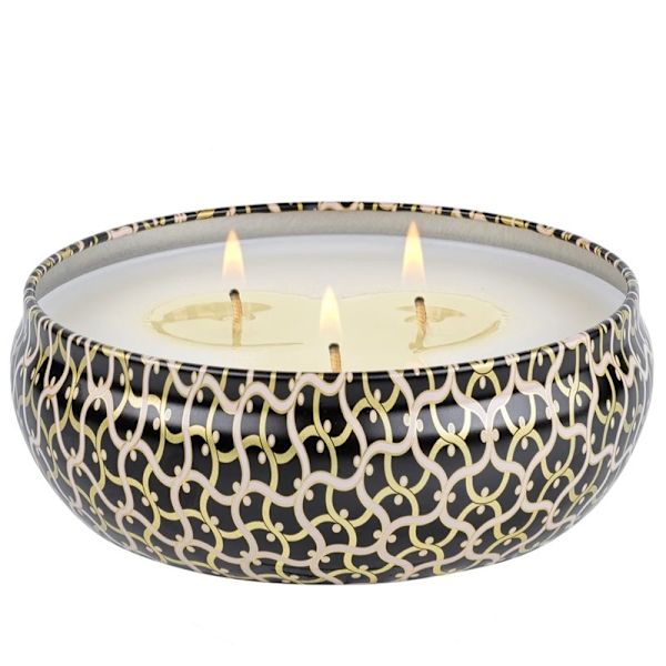 Voluspa 3-Wick Candle Decorative Tin Ambre Lumiere 340g Svart