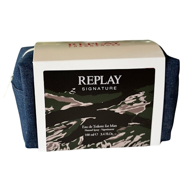 Giftset Replay Signature Man Edt 100ml + Pochette Svart