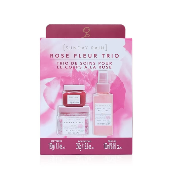 Giftset Sunday Rain Rose Fleur Bath Trio Rosa