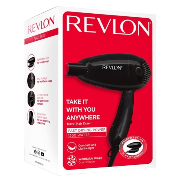 Revlon Essentials Compact Travel Hair Dryer Black