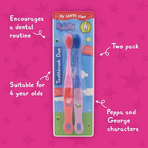 Peppa Pig Toothbrush Duo Super Soft Multicolor