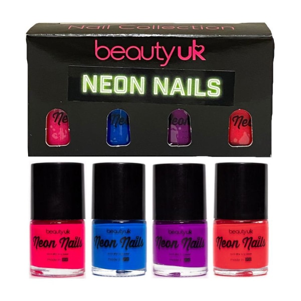 Beauty UK Neon Nail Polish Set 2 4x9ml Transparent