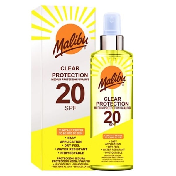 Malibu Clear Protection Spray SPF20 250ml Transparent