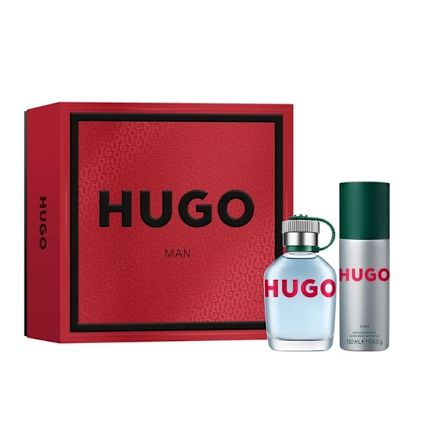 Giftset Hugo Boss Hugo Man Edt 75ml + Deo Spray 150ml Silvergrå