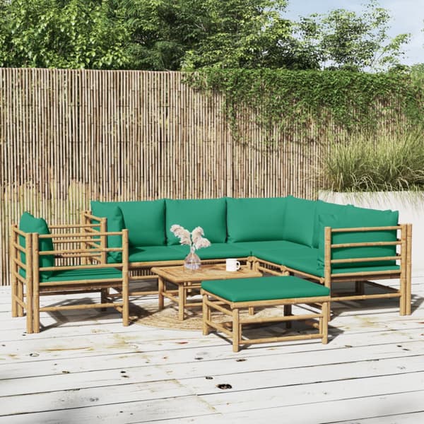 Loungegrupp 8 delar gröna dynor bambu