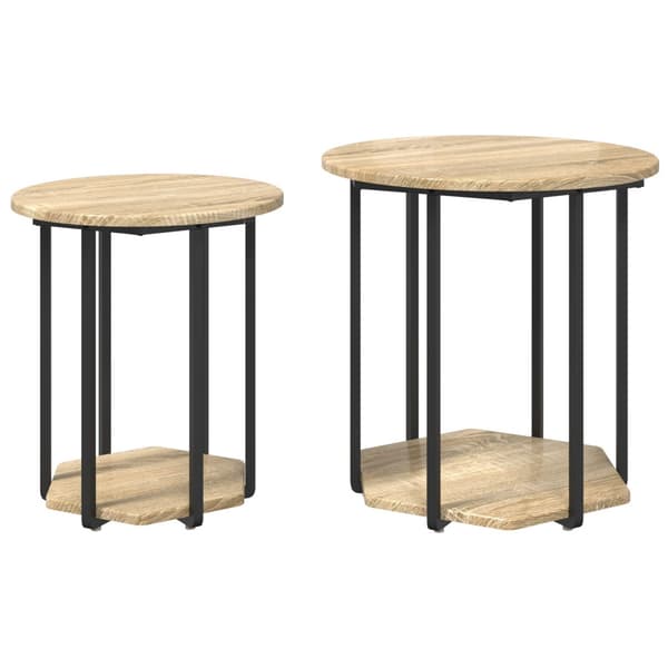 Sidobordsset med hylla 2 pcs Brun