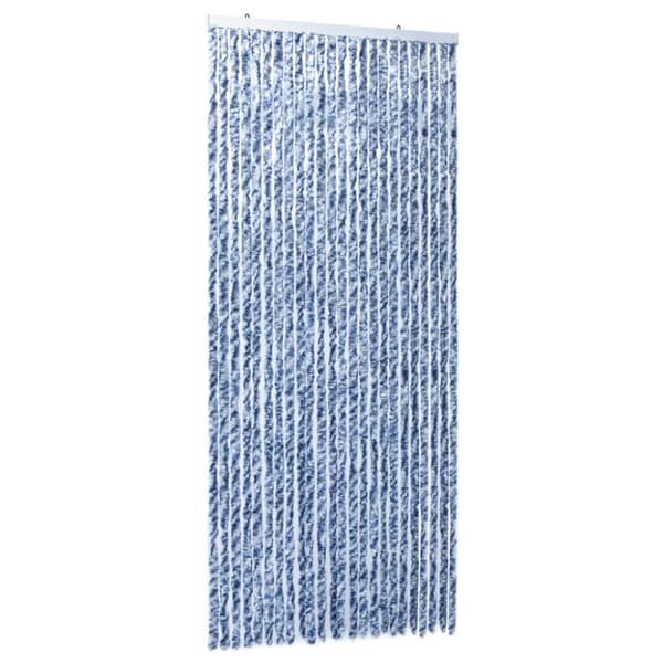Insektsdraperi blå, vit och silver 100x220 cm chenille