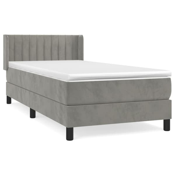 Ramsäng med madrass ljusgrå 100x200 cm sammet