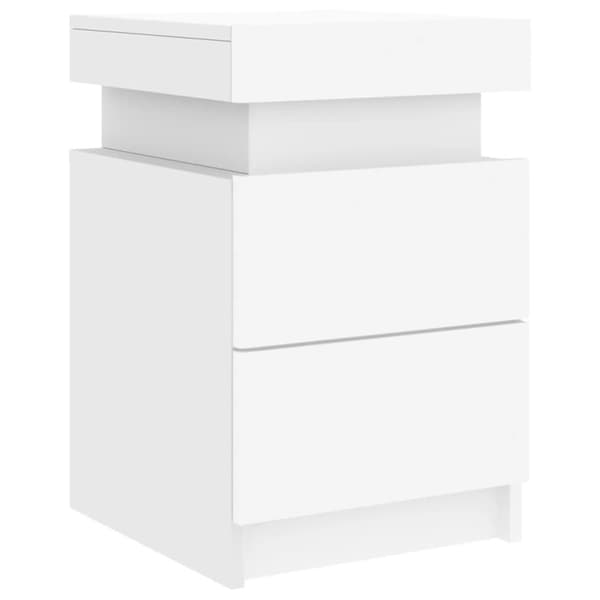 Sängbord med LED 2 st vit 35x39x55 cm