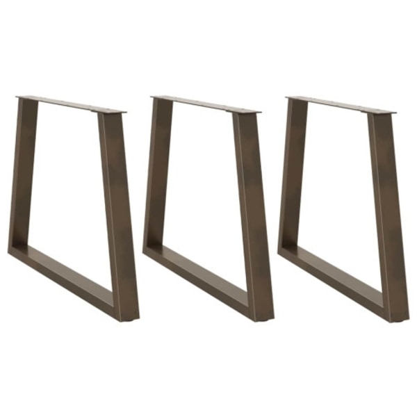 Matbordsben V-formade 3 st naturstål 100x(72-73,3) cm stål