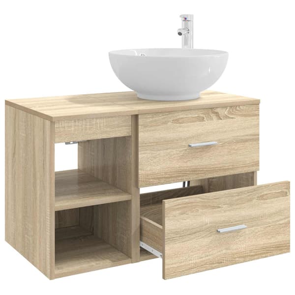 Badrumsmöbelset 2 pcs Sonoma-ek Konstruerat trä