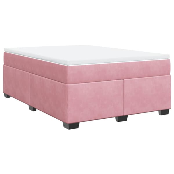 Ramsäng med madrass rosa 140x200 cm sammet