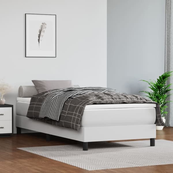 Boxspring-sängram vit 80x200 cm konstläder
