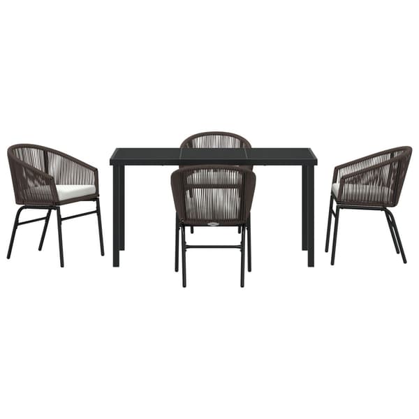Trädgårdsmöbelset 5 pcs Brun Pulverlackerat stål