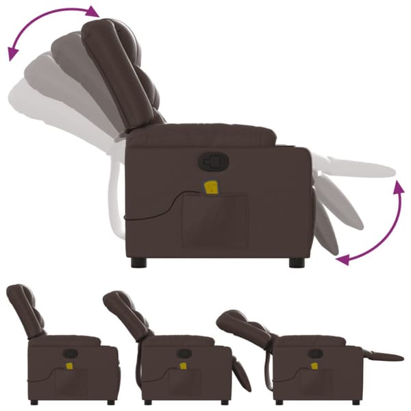 Massagefåtölj brun konstläder