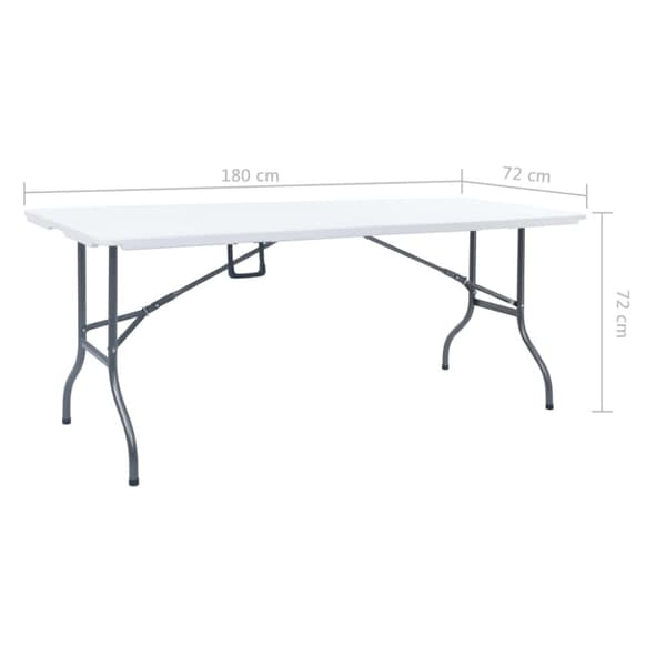 Hopfällbart trädgårdsbord vit 180x72x72 cm HDPE
