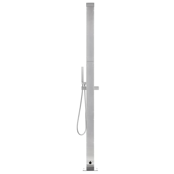 Trädgårdsdusch med grått golv 225 cm rostfritt stål