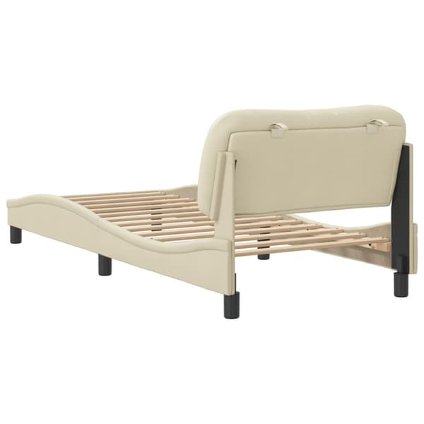 Bed Frame with LED without Mattress "Hvar" Cream 90x190 cm Fabric