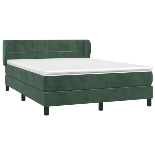 Ramsäng med madrass mörkgrön 140x190 cm sammet