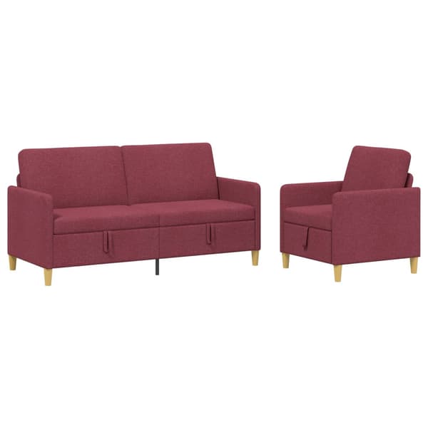 Soffgrupp med förvaring 2 pcs Vinröd Polyester