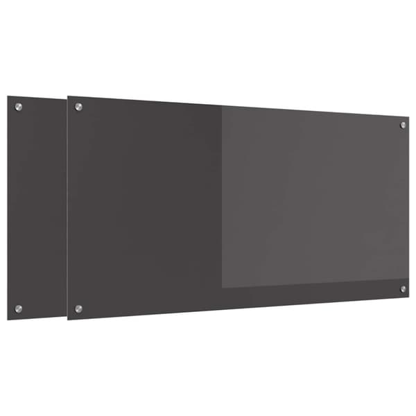 Köksskydd 2 st Mörkgrå 120 x 60 cm härdat glas