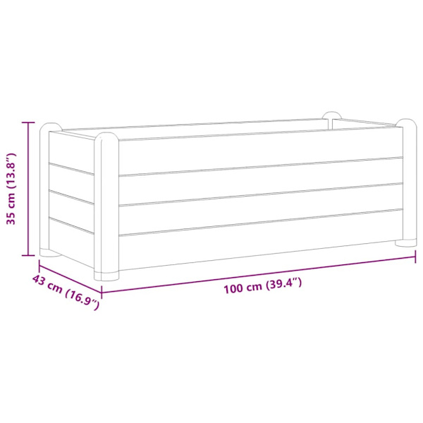 Upphöjd odlingslåda PP mocka 100x43x35 cm