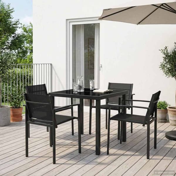 Utemöbelset 5 pcs Svart och Anthracit 80 x 80 x 73 cm Textilene