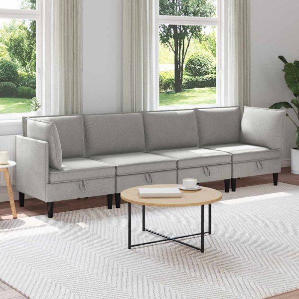 Möbelset för vardagsrummet 4 pcs Ljusgrå Tyg