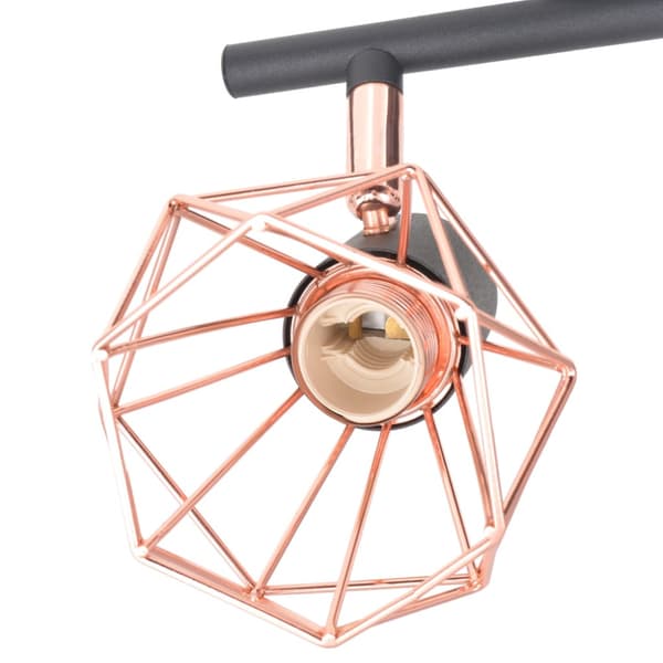 Taklampa med 4 spotlights E14 svart och koppar