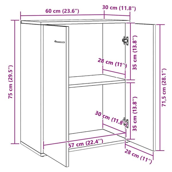 Skänk vit 60x30x75 cm konstruerat trä
