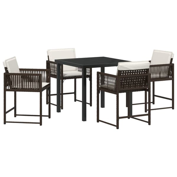 Trädgårdsmöbelset 5 pcs Brun konstrotting