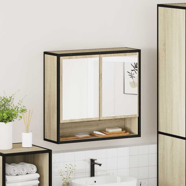 Badrumsspegelskåp Sonoma Ek 65x20x60 cm konstruerat trä