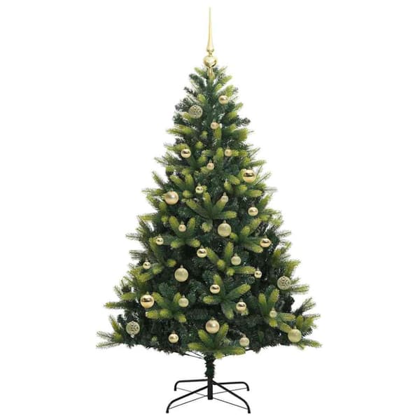 Konstgjort Fällbart Julträd 150 LEDs Grön 150 cm PVC och PE