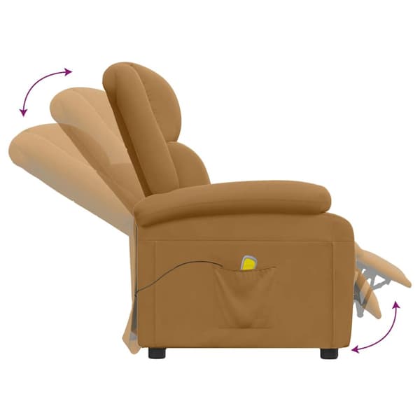 Massagefåtölj brun sammet