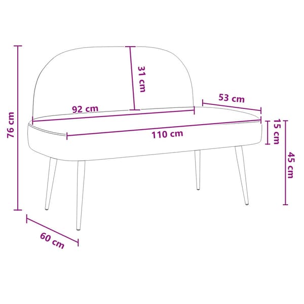 Klädd bänk med ryggstöd Jeansblå 110 x 60 x 76 cm Polyester