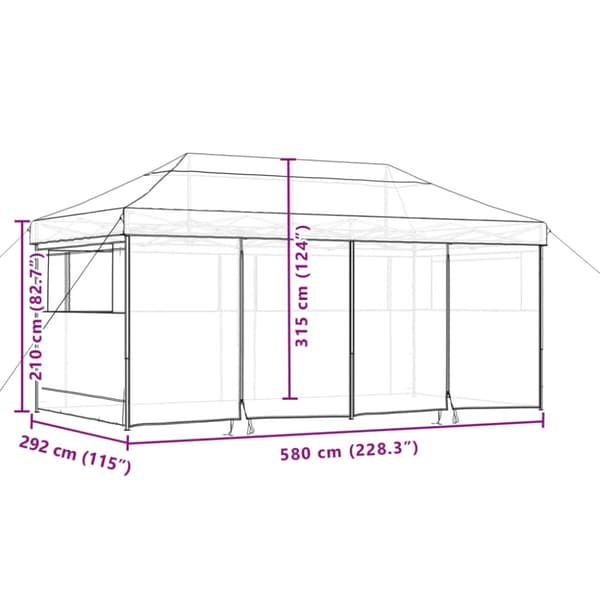 Pop-Up hopfällbart partytält med 4 sidoväggar terrakotta