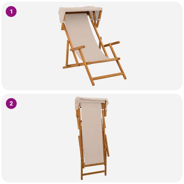 Deck Chair 3 Position Massiv Eukalyptus Trä Beige