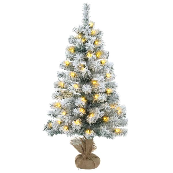Mini-julgransset 90 cm 175 LED-lampor Varmvit PVC Grön och Vit