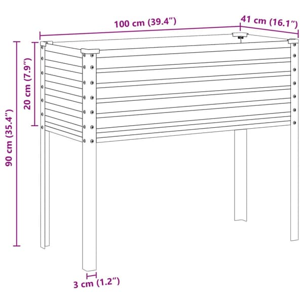 Odlingslåda grå 100x45x90 cm stål