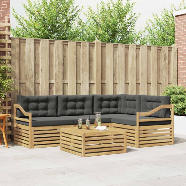 Utomhussoffset med kudde 5 pcs Vit och antracit Polyester
