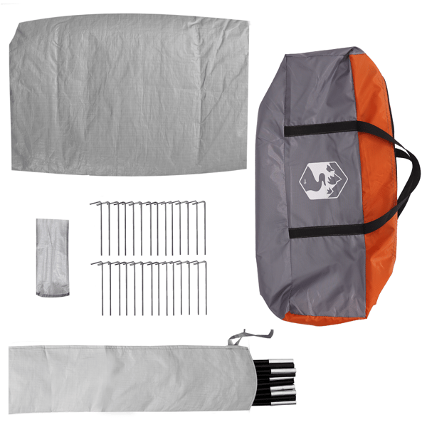 Campingtält Stuga Grå och orange 420 x 420 x 227 cm Polyester